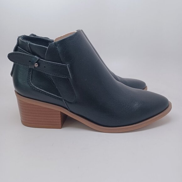 A New Day Booties Black Faux Leather Side Buckle Zipper Nikki Boots Size 7.5 NEW - Picture 6 of 15